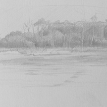 "From the fishing dock", Adriana Burgos, silverpoint on plike paper 6.5" x 3", 2014