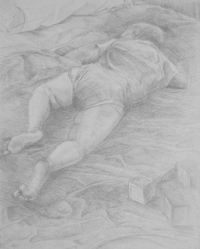 My son, Nicolas sleeping # 4 Adriana Burgos 2004 Silverpoint on gessoboard 10” x 8”